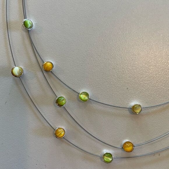 Avon 2000 New in Box Glass Cat's Eye Accent Cable Necklace & Earring Sent - Picture 8 of 9